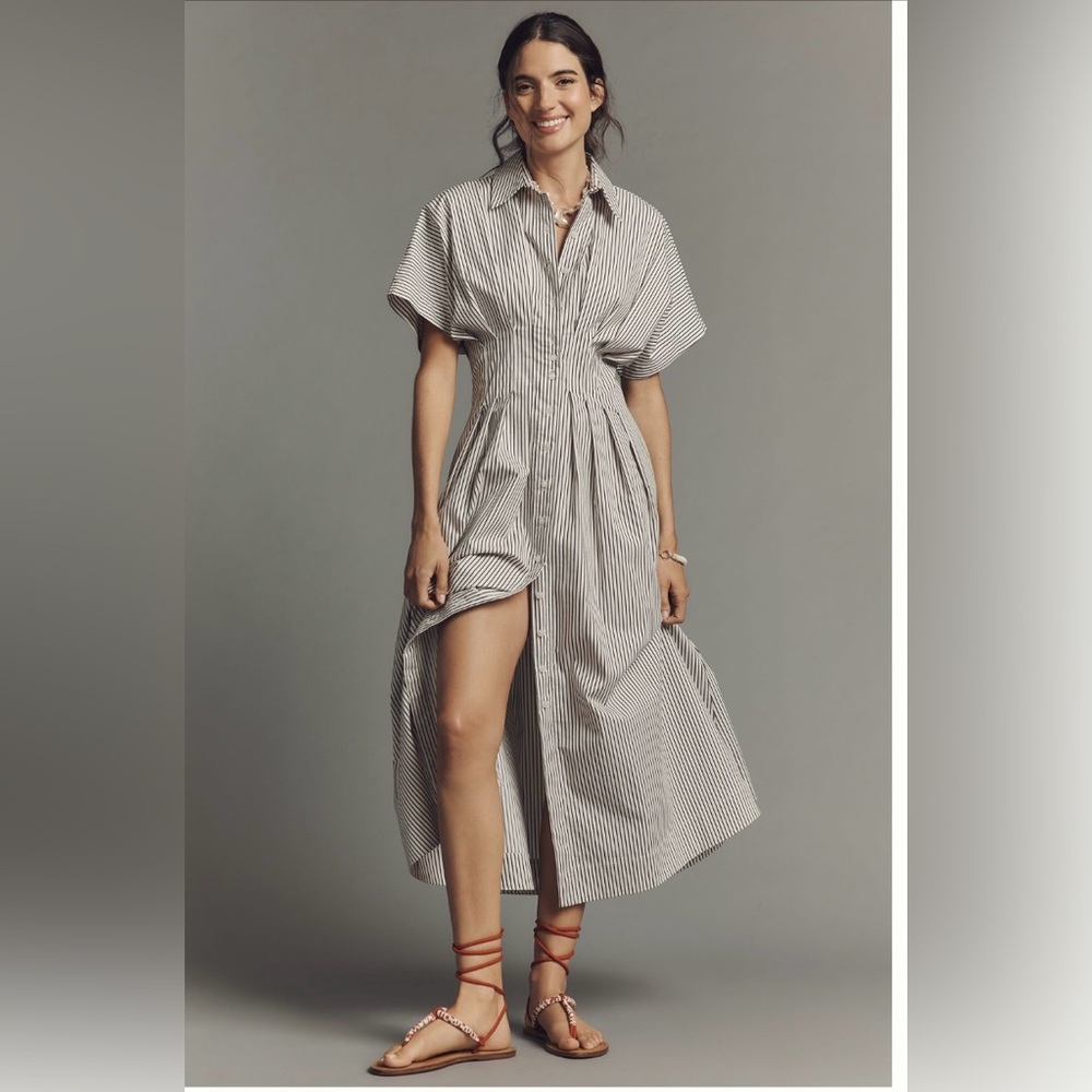 Tobie Shirt Dress Anthropologie Exquise Black White Striped Dress XXSP